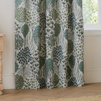 Floral Green Curtains - Ophelia Fully Lined Jacquard Floral Pencil Pleat Curtains Thyme/Mineral Wylder