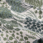 Floral Green Curtains - Ophelia Fully Lined Jacquard Floral Pencil Pleat Curtains Thyme/Mineral Wylder