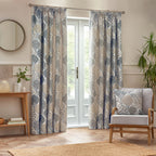 Floral Beige Curtains - Ophelia Fully Lined Jacquard Floral Pencil Pleat Curtains Wedgewood Wylder