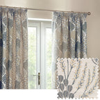 Floral Beige Curtains - Ophelia Fully Lined Jacquard Floral Pencil Pleat Curtains Wedgewood Wylder