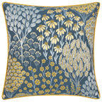 Floral Blue Cushions - Ophelia Floral Jacquard Cushion Cover Blue/Saffron Wylder