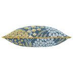 Floral Blue Cushions - Ophelia Floral Jacquard Cushion Cover Blue/Saffron Wylder