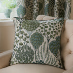 Floral Green Cushions - Ophelia Floral Jacquard Cushion Cover Thyme/Mineral Wylder