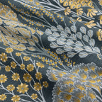 Floral Blue Curtains - Ophelia Fully Lined Floral Jacquard Eyelet Curtains Blue/Saffron Wylder