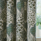 Floral Green Curtains - Ophelia Fully Lined Floral Jacquard Eyelet Curtains Thyme/Mineral Wylder