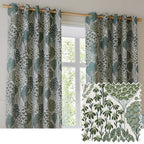 Floral Green Curtains - Ophelia Fully Lined Floral Jacquard Eyelet Curtains Thyme/Mineral Wylder