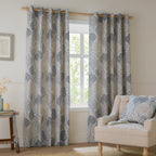 Floral Blue Curtains - Ophelia Fully Lined Floral Jacquard Eyelet Curtains Wedgewood Wylder