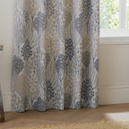 Floral Blue Curtains - Ophelia Fully Lined Floral Jacquard Eyelet Curtains Wedgewood Wylder