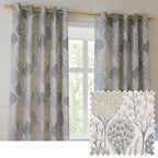 Floral Blue Curtains - Ophelia Fully Lined Floral Jacquard Eyelet Curtains Wedgewood Wylder