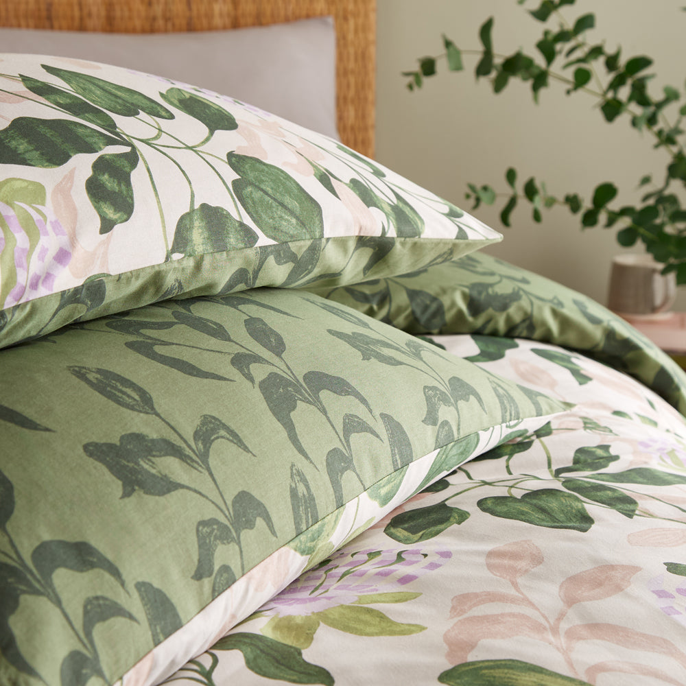 Floral Orange Bedding - Passiflora Botanical Duvet Cover Set Peach/Vine Green Wylder