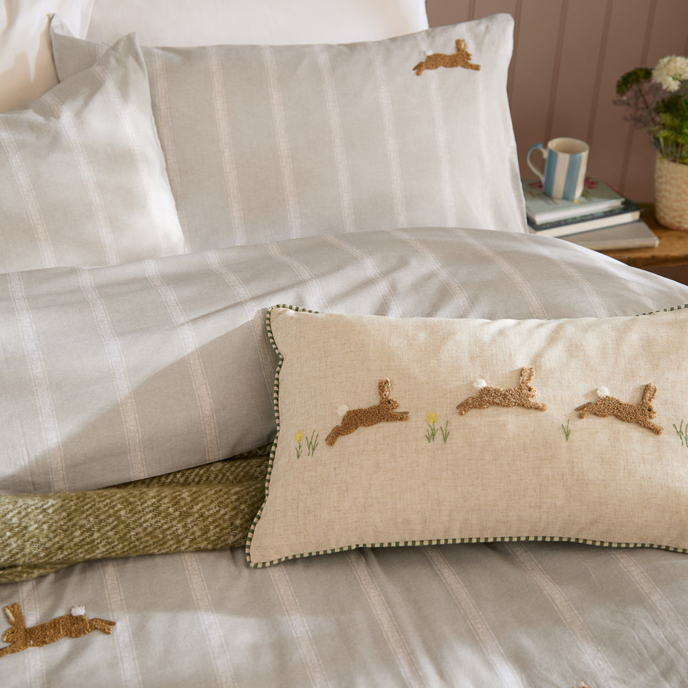 Woodland Grey Bedding - Ramble Hares Duvet Cover Set Sage Wylder