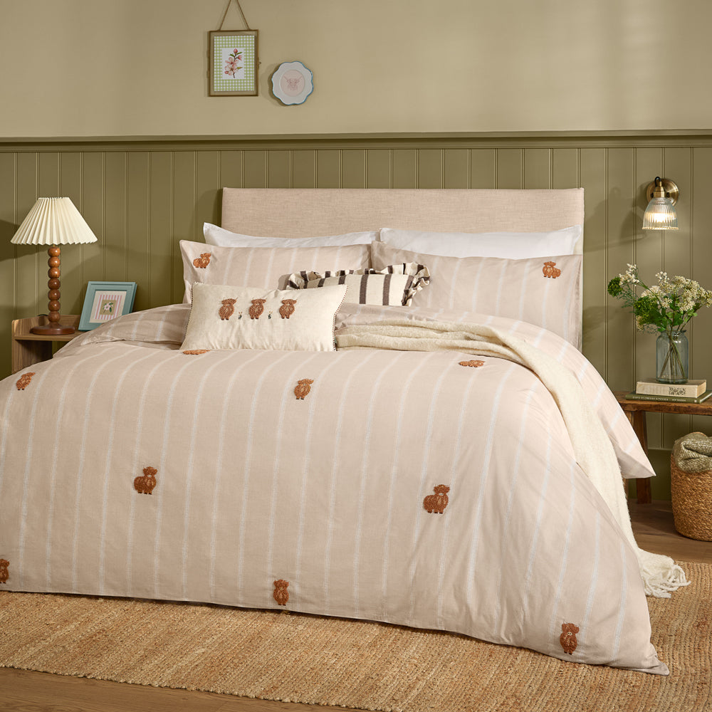  Beige Bedding - Ramble Highland Cows Duvet Cover Set Natural Wylder