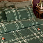 Check Green Bedding - Ramble Robin Tufted Brushed Cotton Duvet Cover Set Green Wylder