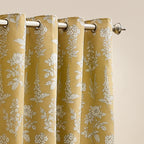 Floral Gold Curtains - Sophia Fully Lined Floral Jacquard Eyelet Curtains Gold Wylder