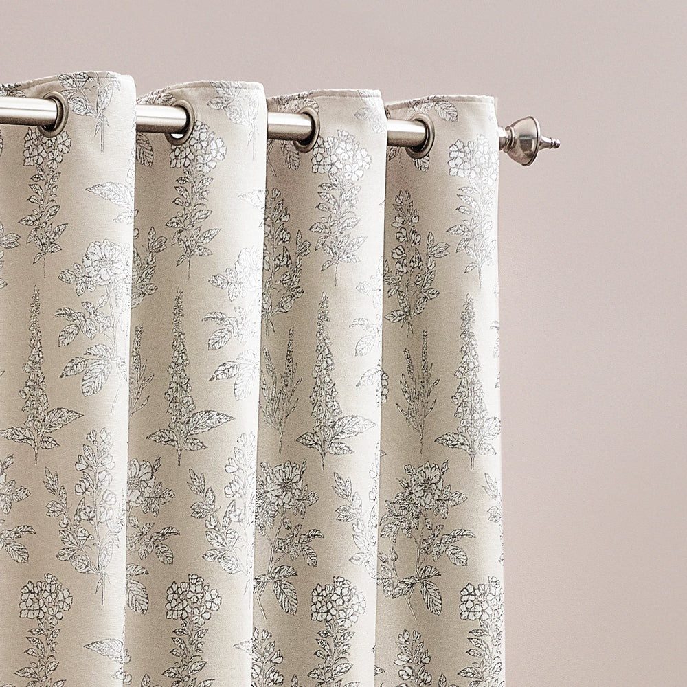 Floral Beige Curtains - Sophia Fully Lined Floral Jacquard Eyelet Curtains Natural Wylder