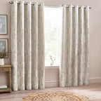 Floral Beige Curtains - Sophia Fully Lined Floral Jacquard Eyelet Curtains Natural Wylder