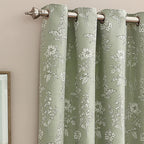 Floral Green Curtains - Sophia Fully Lined Floral Jacquard Eyelet Curtains Sage Wylder