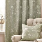 Floral Green Curtains - Sophia Fully Lined Floral Jacquard Eyelet Curtains Sage Wylder