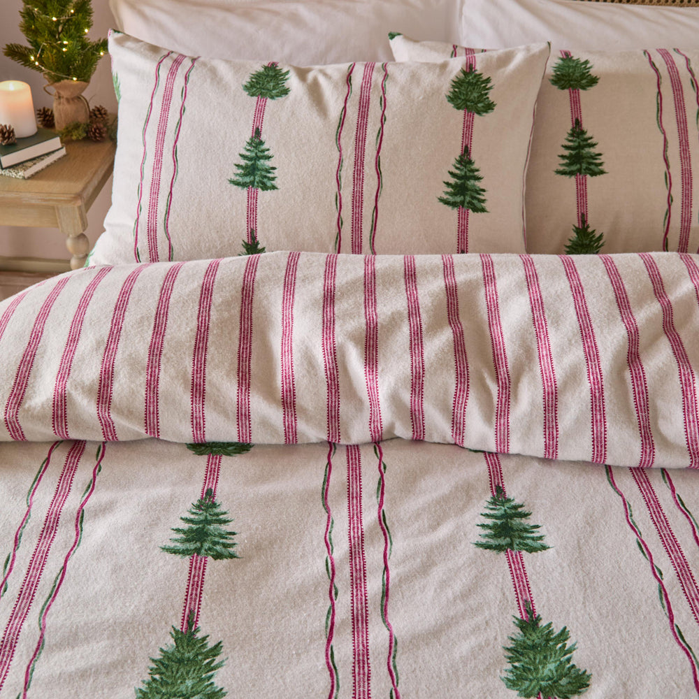 Striped Green Bedding - Spruce Stripes Reversible Brushed Cotton Duvet Cover Set Oat Wylder