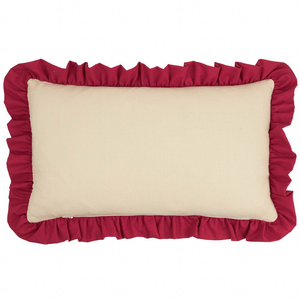 Striped Beige Cushions - Spruce Stripes Christmas Cushion Cover Linen/Dark Red Wylder