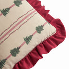 Striped Beige Cushions - Spruce Stripes Christmas Cushion Cover Linen/Dark Red Wylder