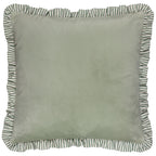 Plain Green Cushions - Solene Ruffle Matte Velvet Feather Filled Cushion Sage Wylder