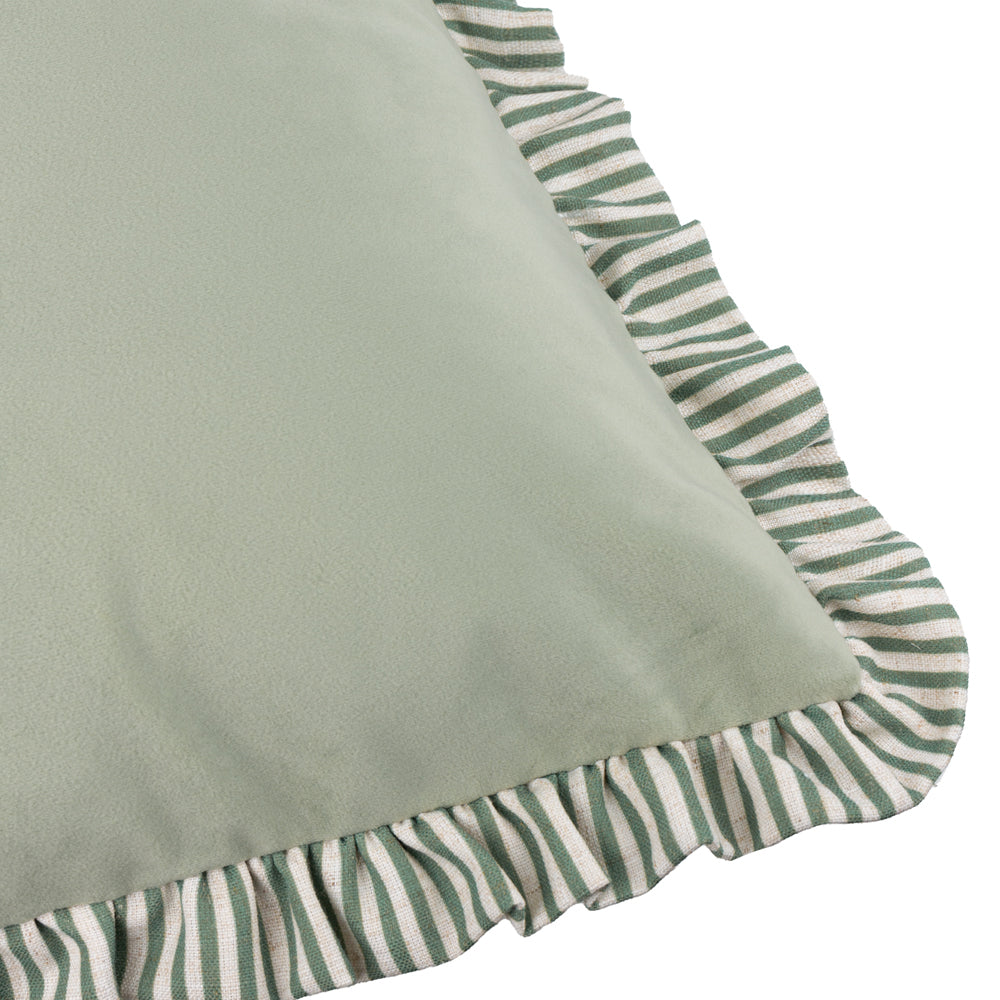Plain Green Cushions - Solene Ruffle Matte Velvet Cushion Cover Sage Wylder