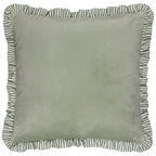 Plain Green Cushions - Solene Ruffle Matte Velvet Cushion Cover Sage Wylder