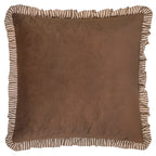 Plain Brown Cushions - Solene Ruffle Matte Velvet Cushion Cover Truffle Wylder