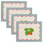 Striped Blue Kitchen - Strawberry Stripes Set of 4 Indoor/Outdoor Placemats Candy Cane Wylder