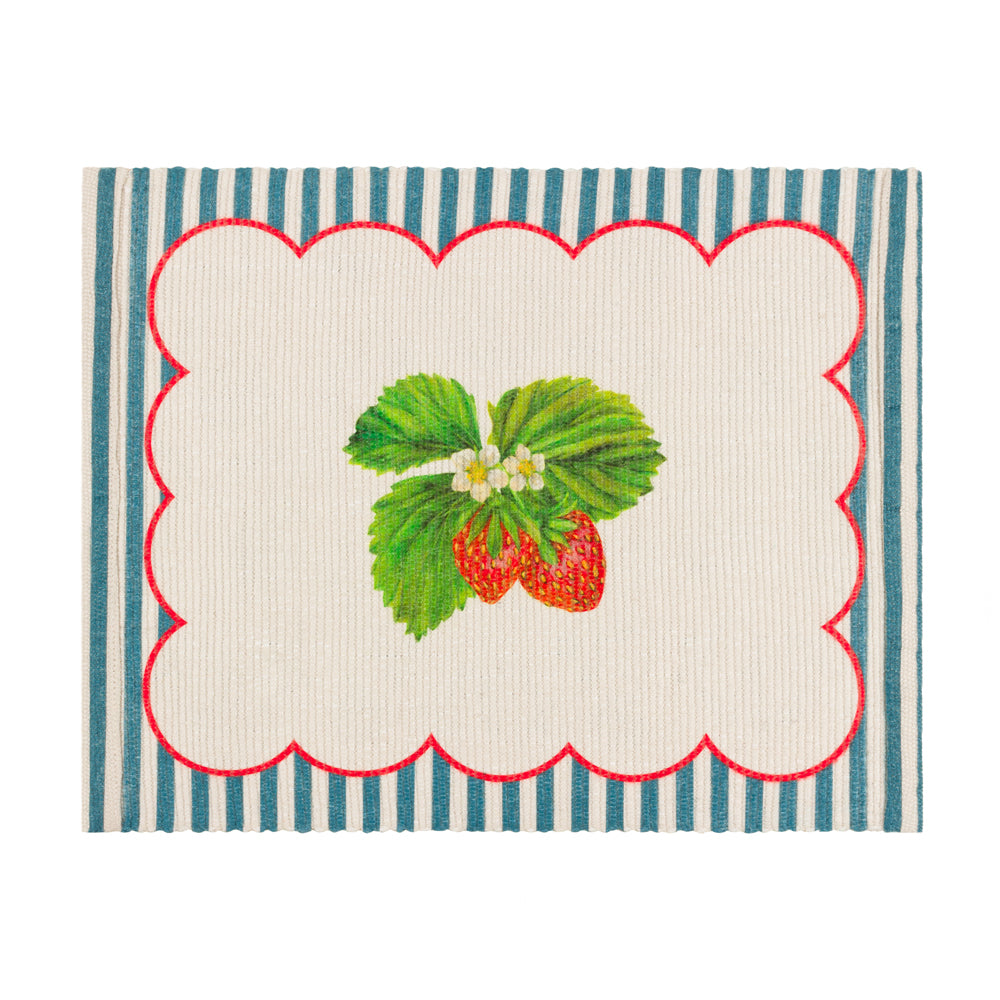 Striped Blue Kitchen - Strawberry Stripes Set of 4 Indoor/Outdoor Placemats Candy Cane Wylder