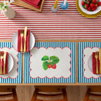 Striped Blue Kitchen - Strawberry Stripes Set of 4 Indoor/Outdoor Placemats Candy Cane Wylder