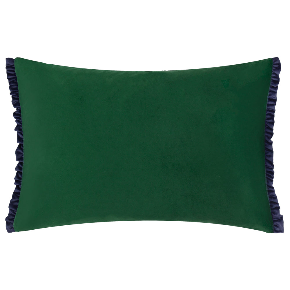 Plain Green Cushions - Tilly Velvet Cushion Cover Pine/Navy Wylder