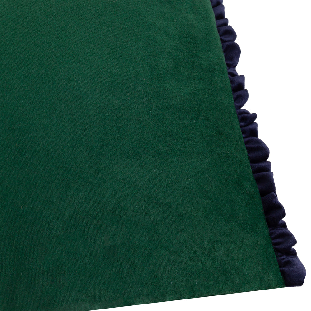 Plain Green Cushions - Tilly Velvet Cushion Cover Pine/Navy Wylder