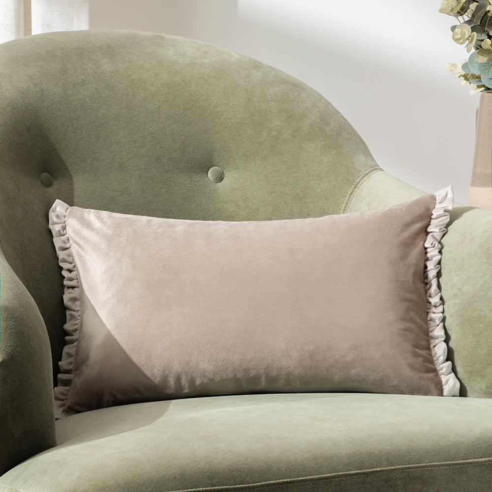 Plain Grey Cushions - Tilly Velvet Cushion Cover Oyster/Lace Wylder