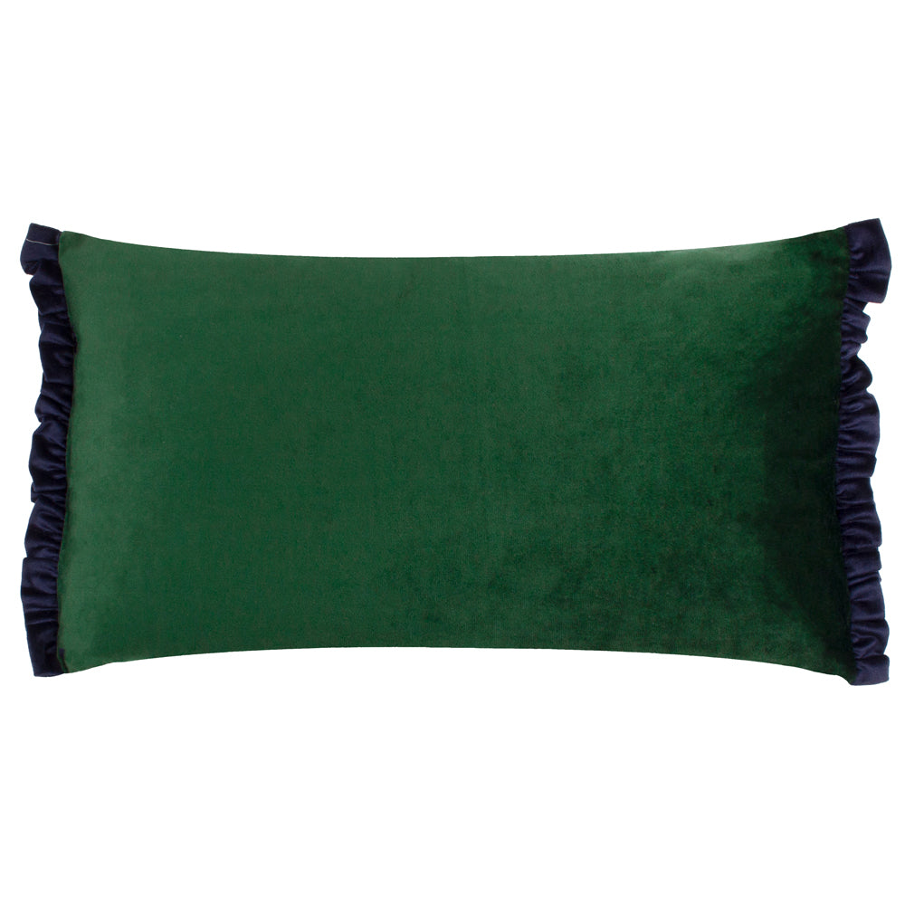 Plain Green Cushions - Tilly Velvet Cushion Cover Pine/Navy Wylder
