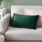 Plain Green Cushions - Tilly Velvet Cushion Cover Pine/Navy Wylder