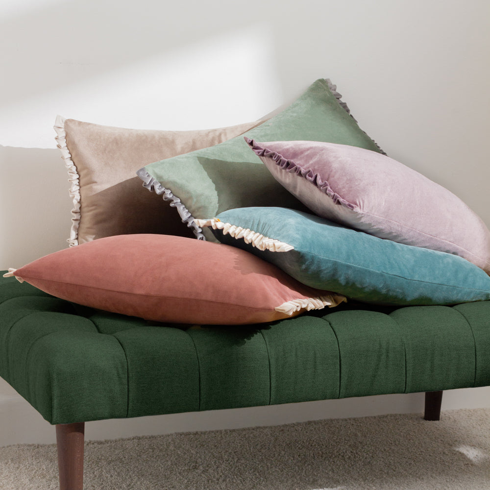 Plain Pink Cushions - Tilly Velvet Cushion Cover Poached Pear/Shell Wylder