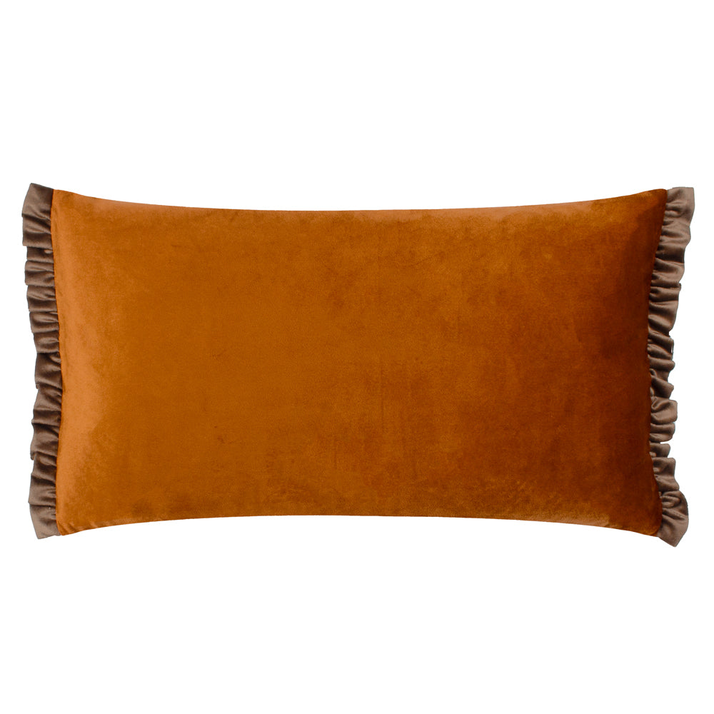 Plain Orange Cushions - Tilly Velvet Cushion Cover Rust/Mink Wylder