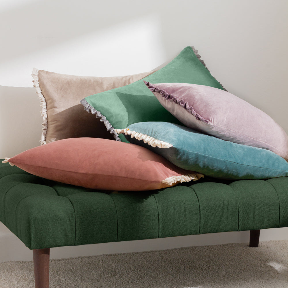 Plain Green Cushions - Tilly Velvet Cushion Cover Sage/Grey Wylder