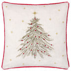 Woodland Beige Cushions - Twinkling Tree Embroidered Cushion Cover Natural Wylder