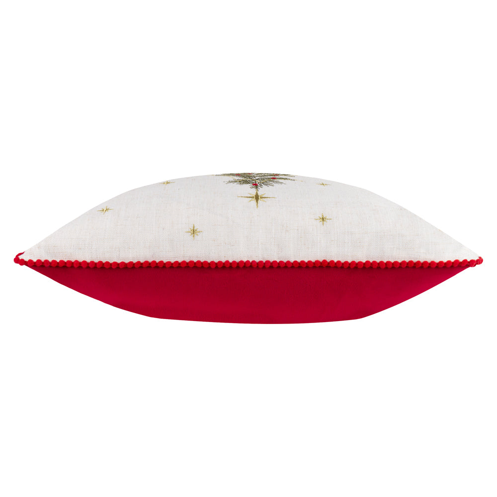 Woodland Beige Cushions - Twinkling Tree Embroidered Cushion Cover Natural Wylder