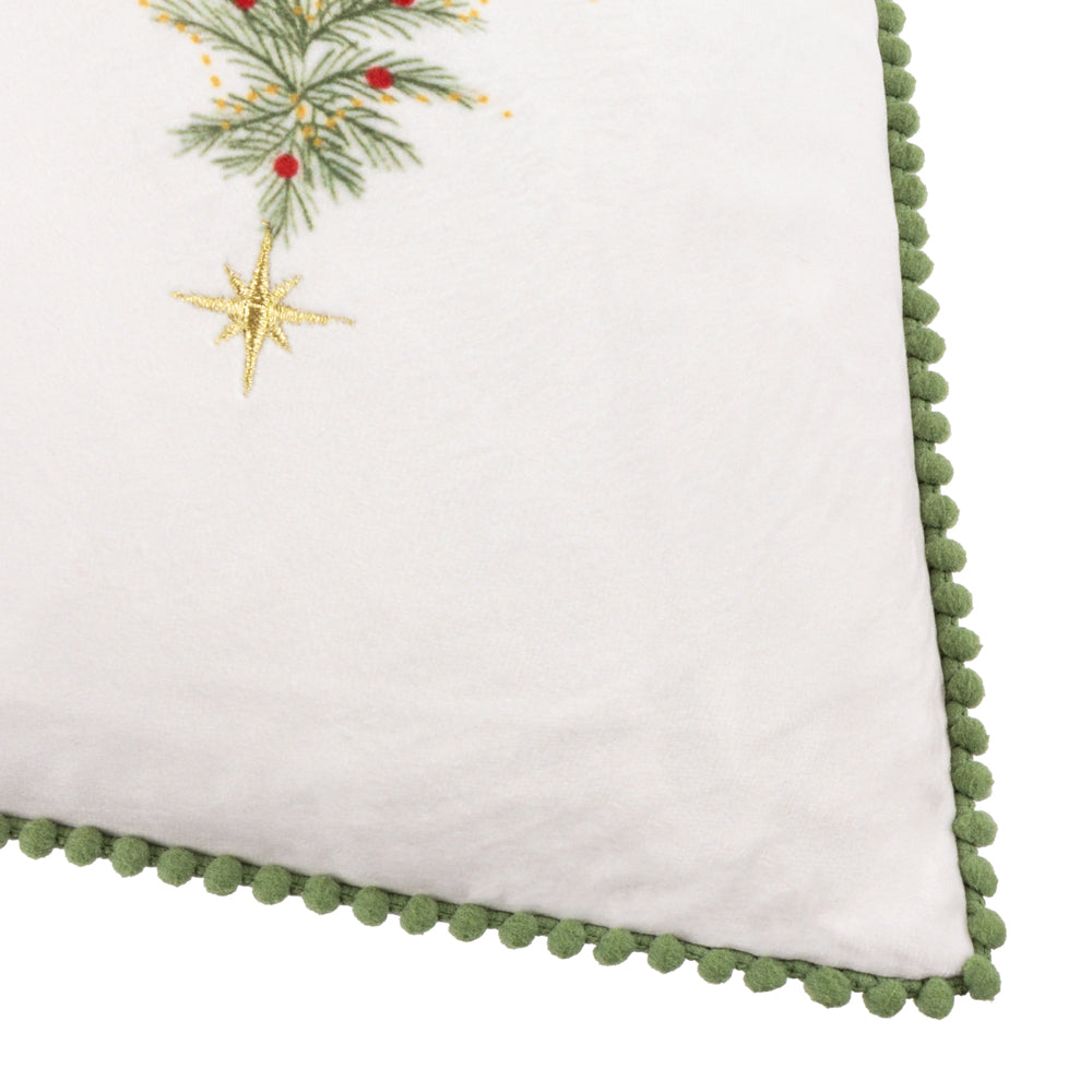 Woodland Green Cushions - Twinkling Tree Trio Embroidered Cushion Cover Green Wylder