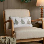 Woodland Green Cushions - Twinkling Tree Trio Embroidered Cushion Cover Green Wylder