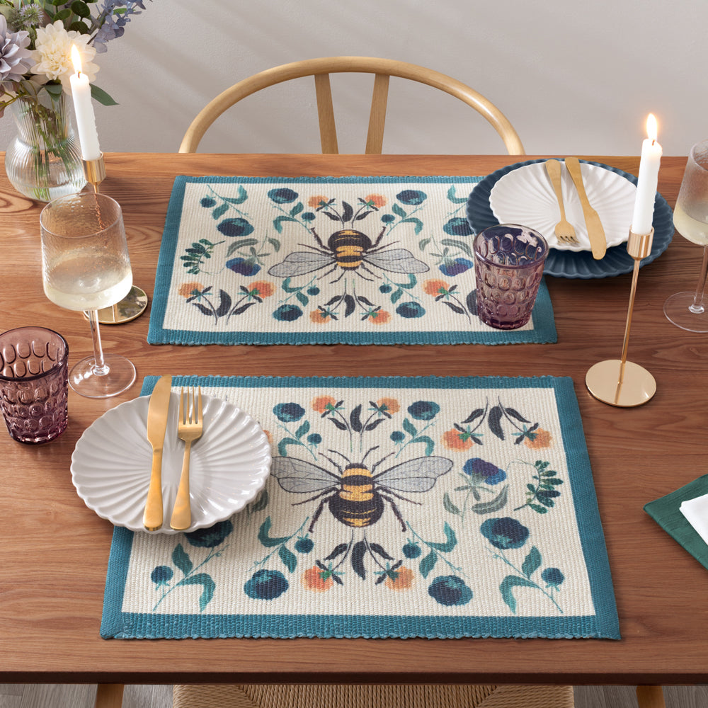 Animal Blue Kitchen - Wild Garden Set of 4 Indoor/Outdoor Placemats Multicolour Wylder