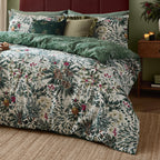 Woodland Green Bedding - Winter Foliage Reversible Brushed Cotton Duvet Cover Set Pine Green Wylder
