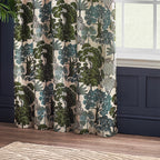 Floral Green Curtains - Woodlands Fully Lined Floral Jacquard Eyelet Curtains Green Wylder