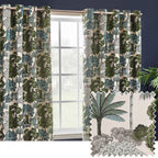 Floral Green Curtains - Woodlands Fully Lined Floral Jacquard Eyelet Curtains Green Wylder