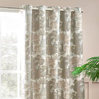 Floral Beige Curtains - Woodlands Fully Lined Floral Jacquard Eyelet Curtains Natural Wylder