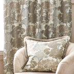 Floral Beige Curtains - Woodlands Fully Lined Floral Jacquard Eyelet Curtains Natural Wylder